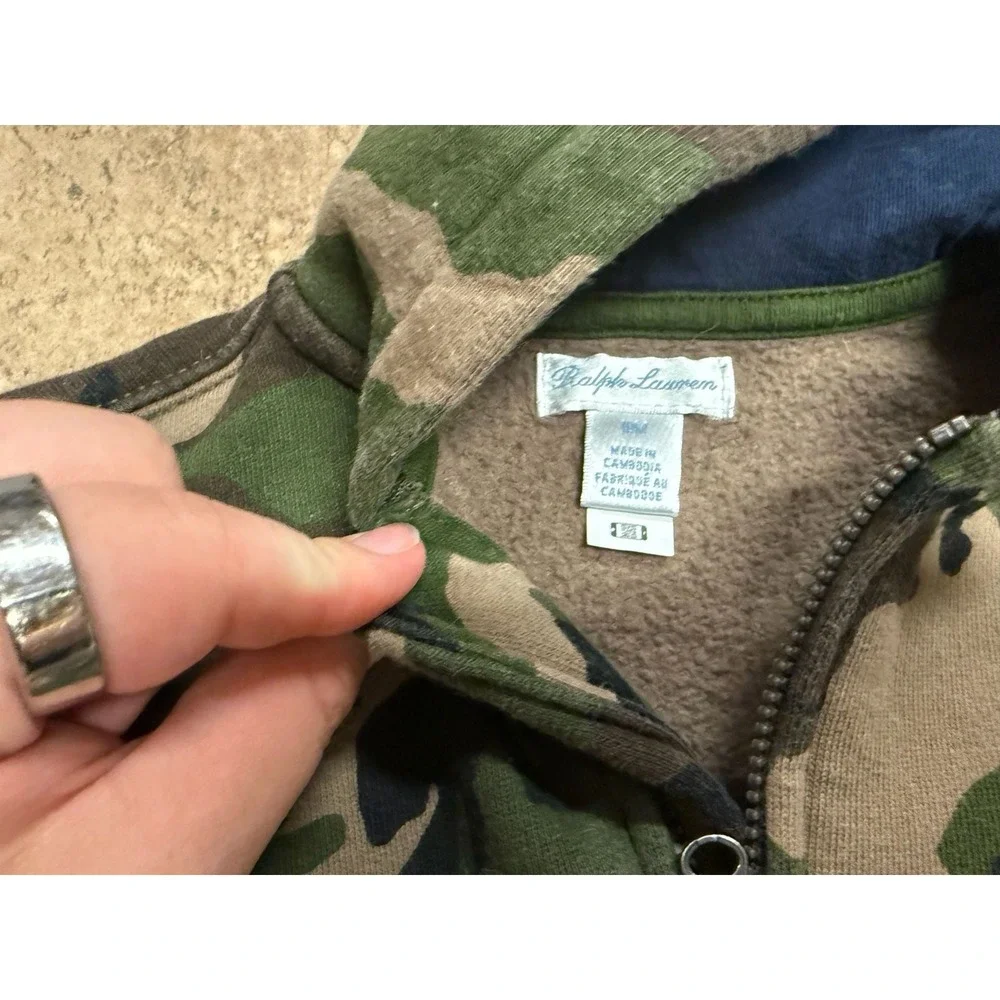 Ralph Lauren Toddler Boys Camouflage Full Zip Fleece Hoodie 18M Camo